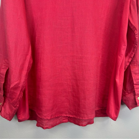 Calvin Klein XL/0X Women's Linen Vibrant Pink Coral Blouse Spring summer casual - Picture 11 of 11